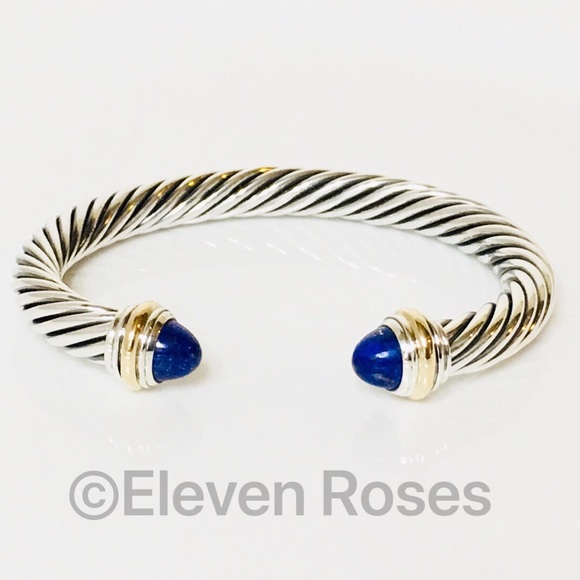 David Yurman 7mm Lapis Lazuli Cable Cuff Bracelet - Picture 7 of 7